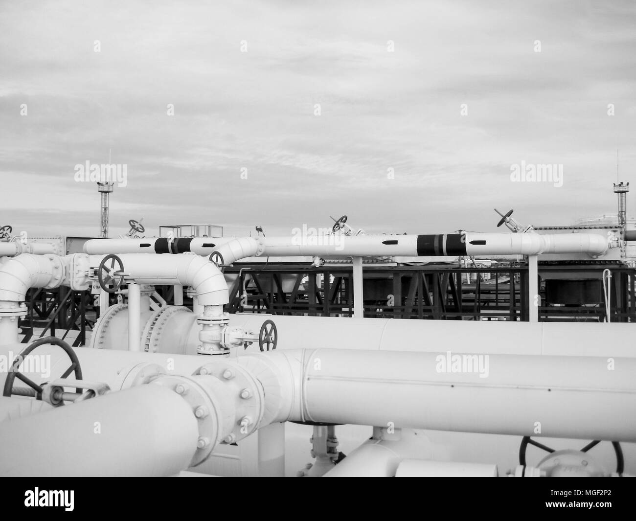 The oil refinery. oil refinery. Equipment for primary oil refini Stock