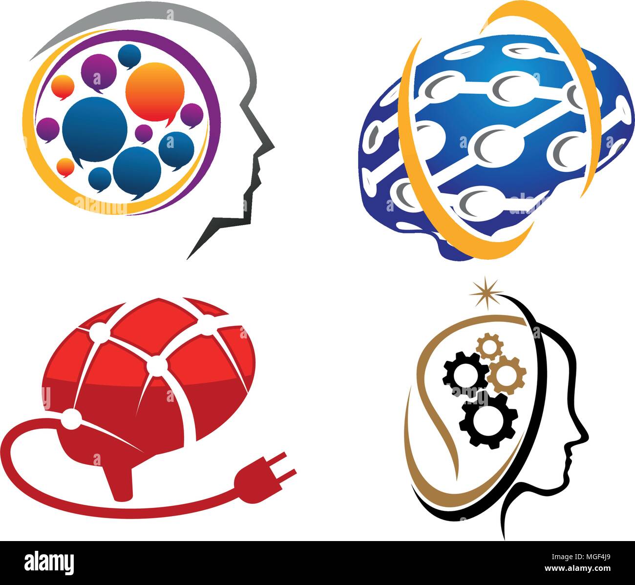 Brain Vector Template Set Stock Vector Image & Art - Alamy