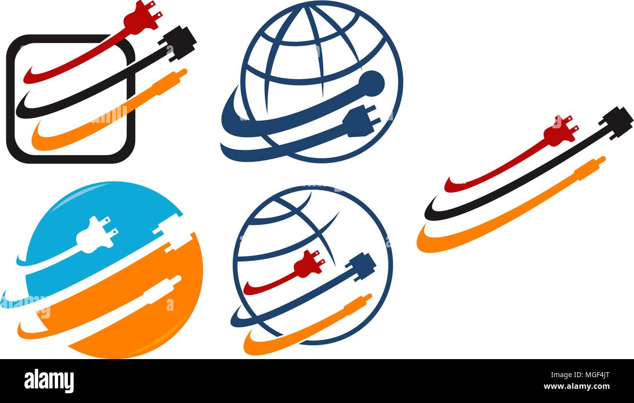 World Computer Cable Set Stock Vector