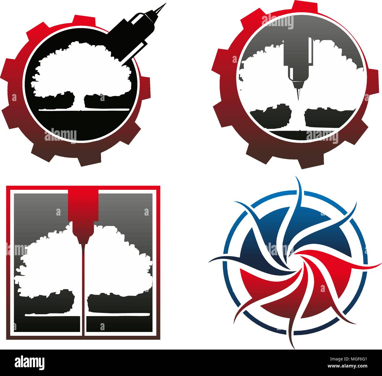 Engrave CNC Service Template Set Stock Vector