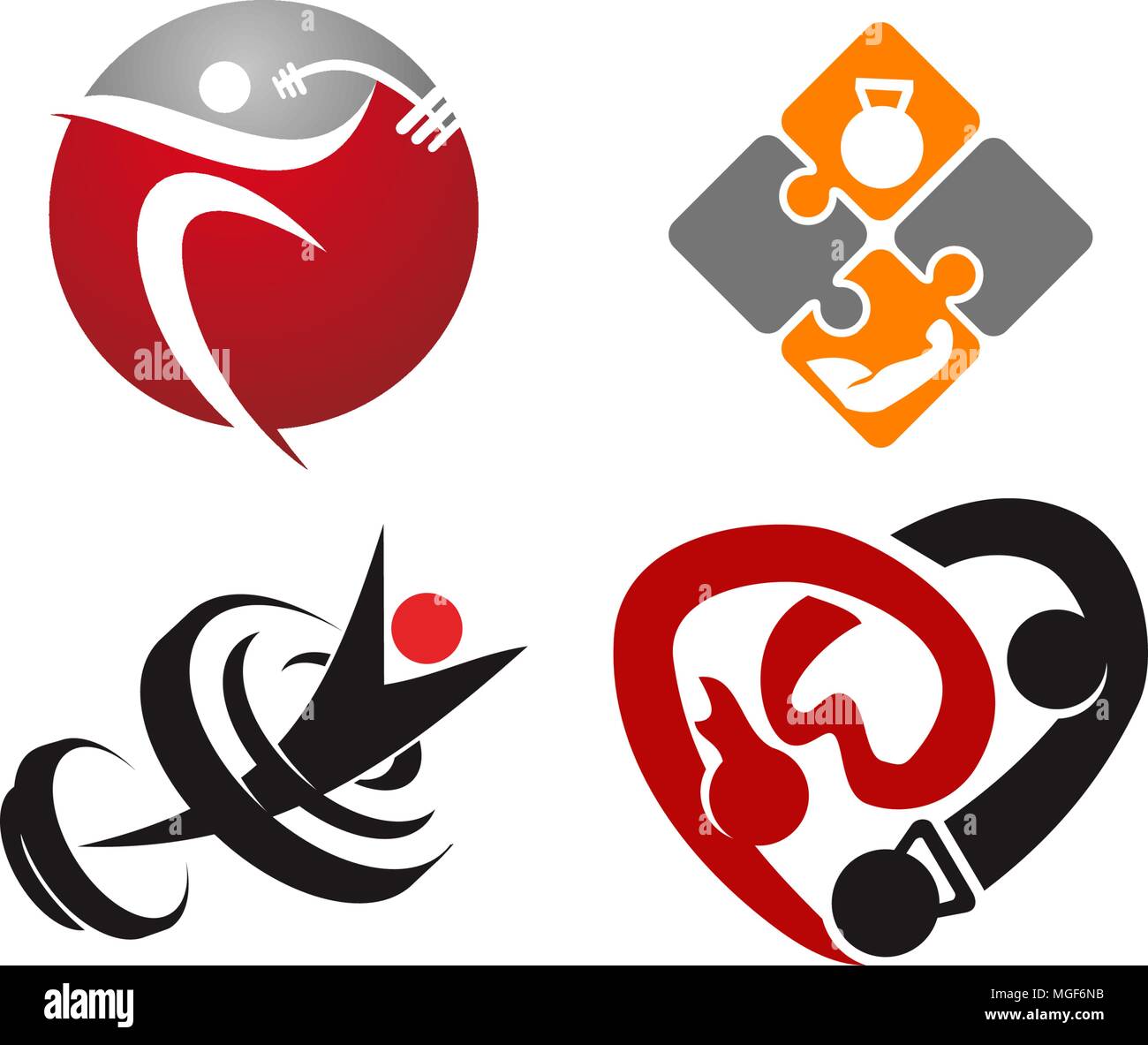 Fitness Solution Template Set Stock Vector