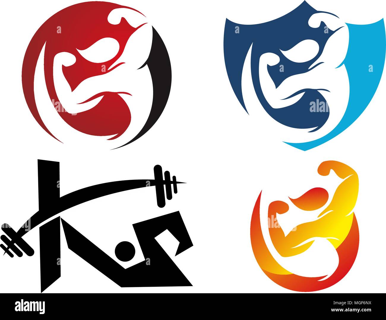 Fitness Solution Template Set Stock Vector