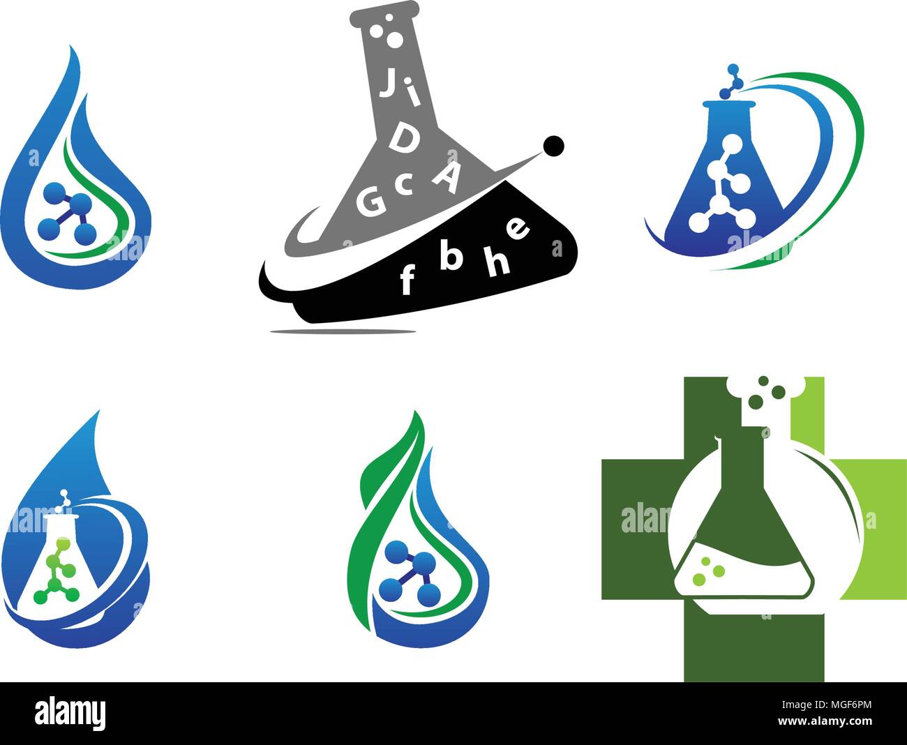 Global Laboratory Research Set Stock Vector
