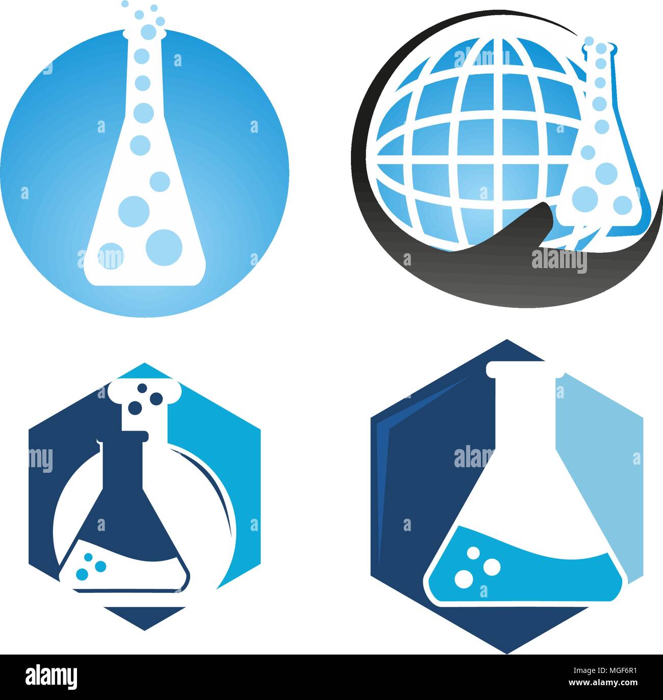 Global Laboratory Research Set Stock Vector