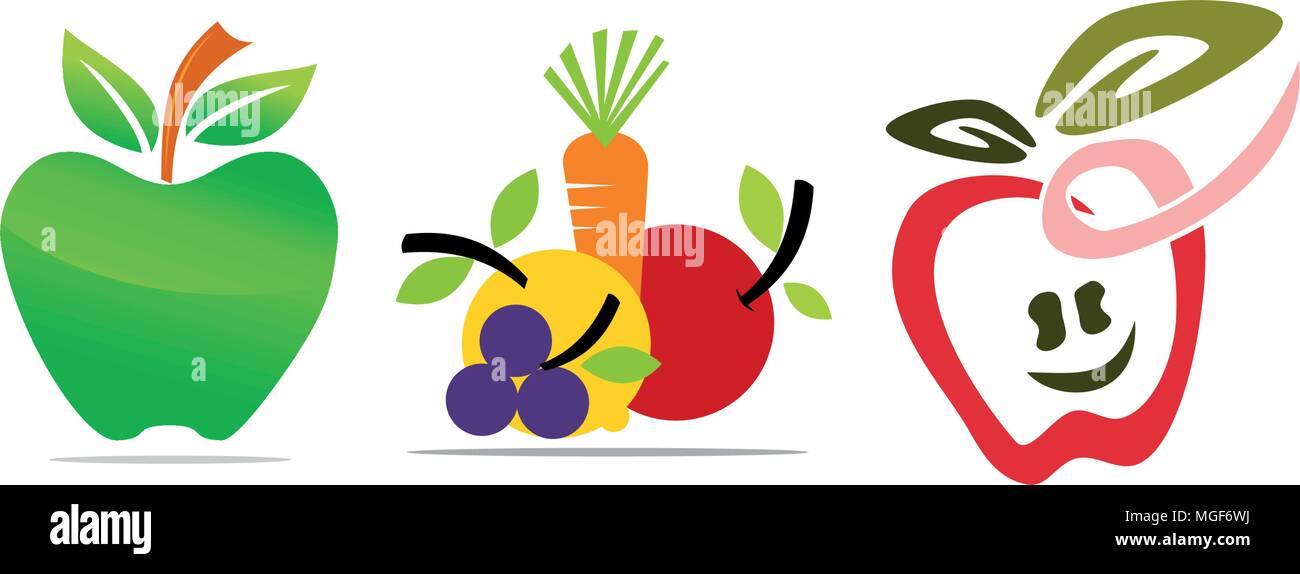 Fruit Vegetable Template Set Stock Vector