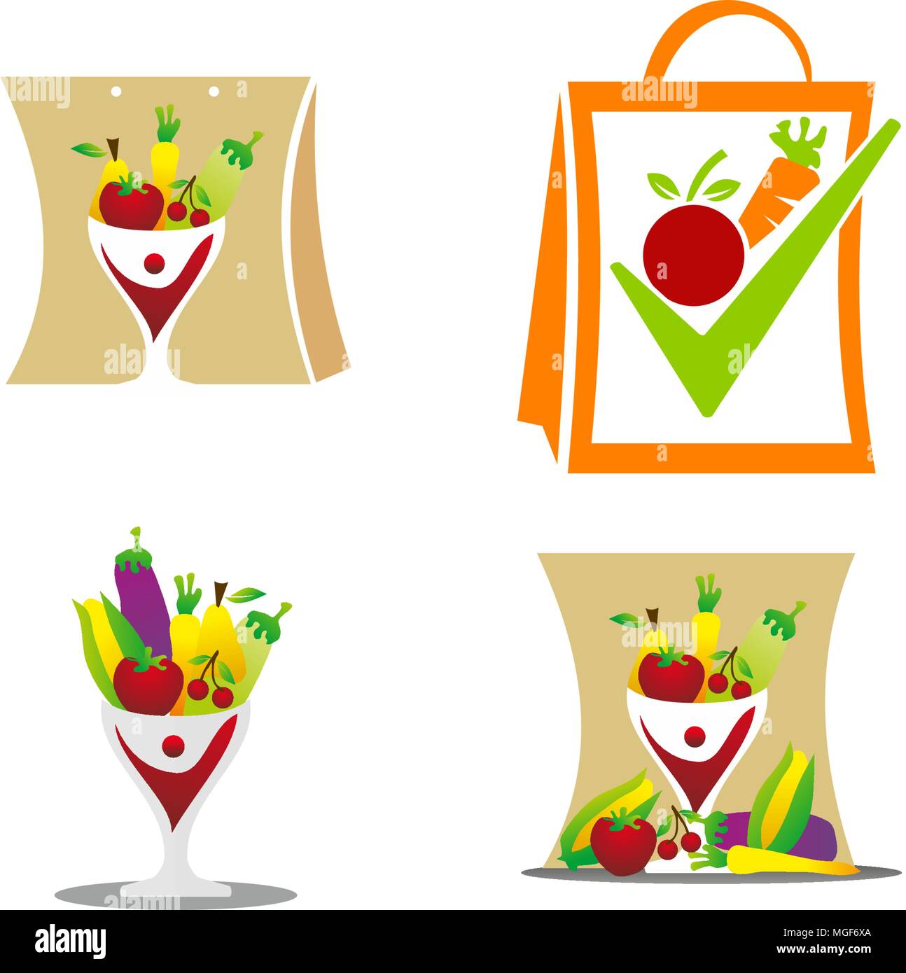 Fruit Vegetable Store Template Set Stock Vector