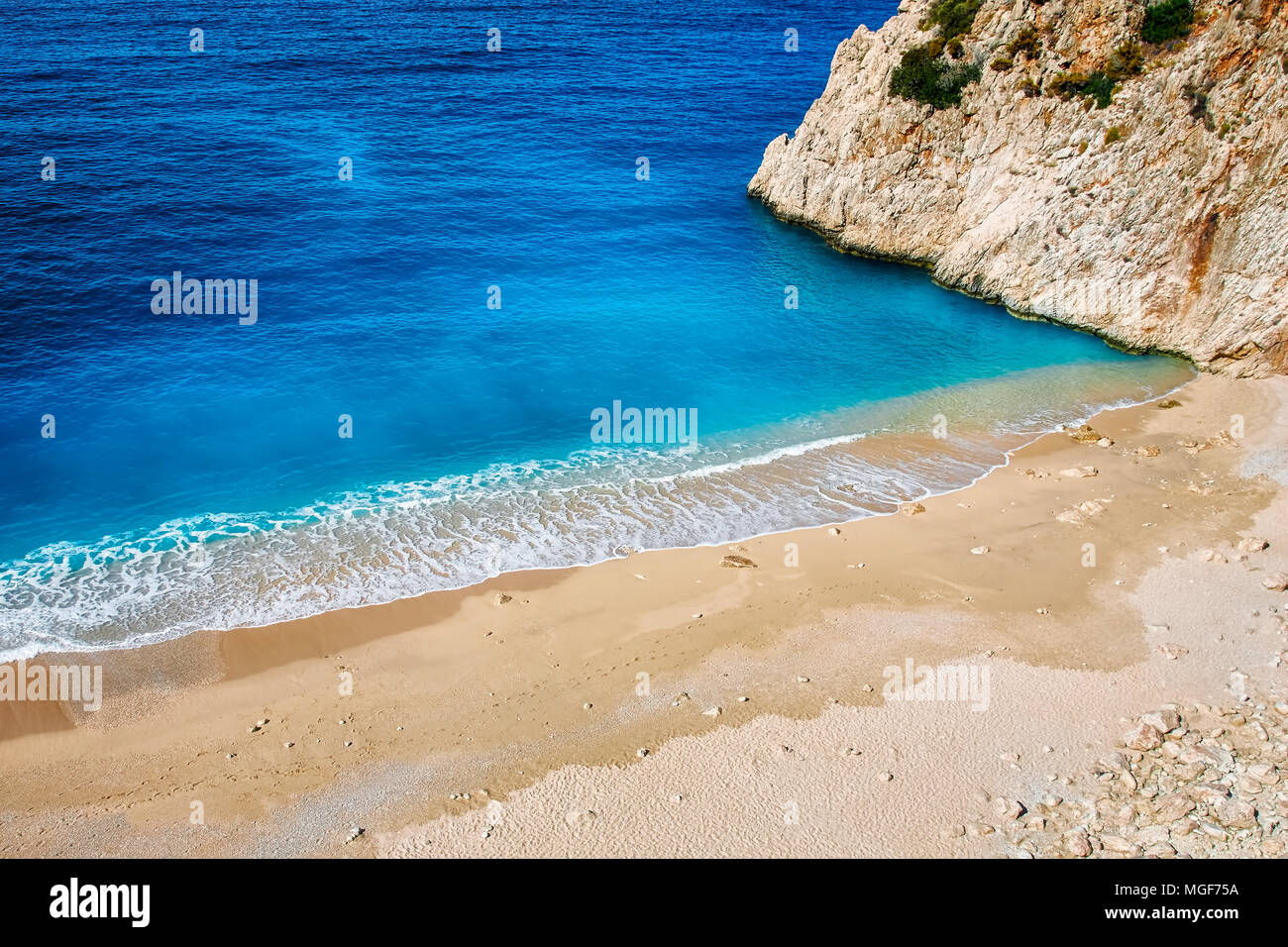 Top down view of Kaputas beach in Kalkan, Antalya, Turkey Stock Photo