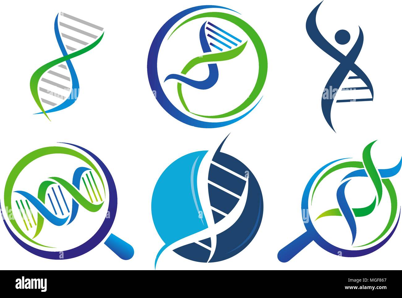 DNA Genetics Template Set Stock Vector