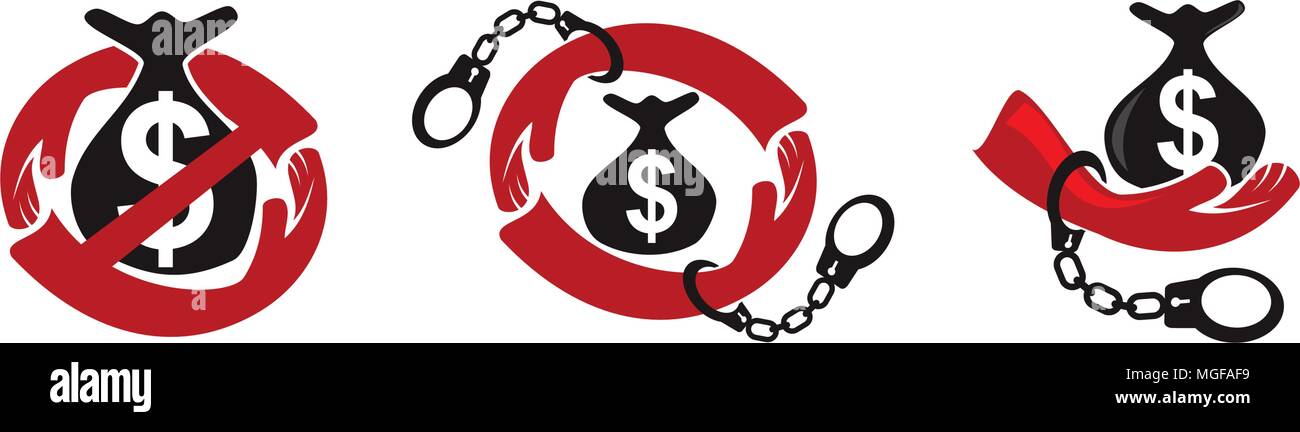 Stop Corruption Template Set Stock Vector