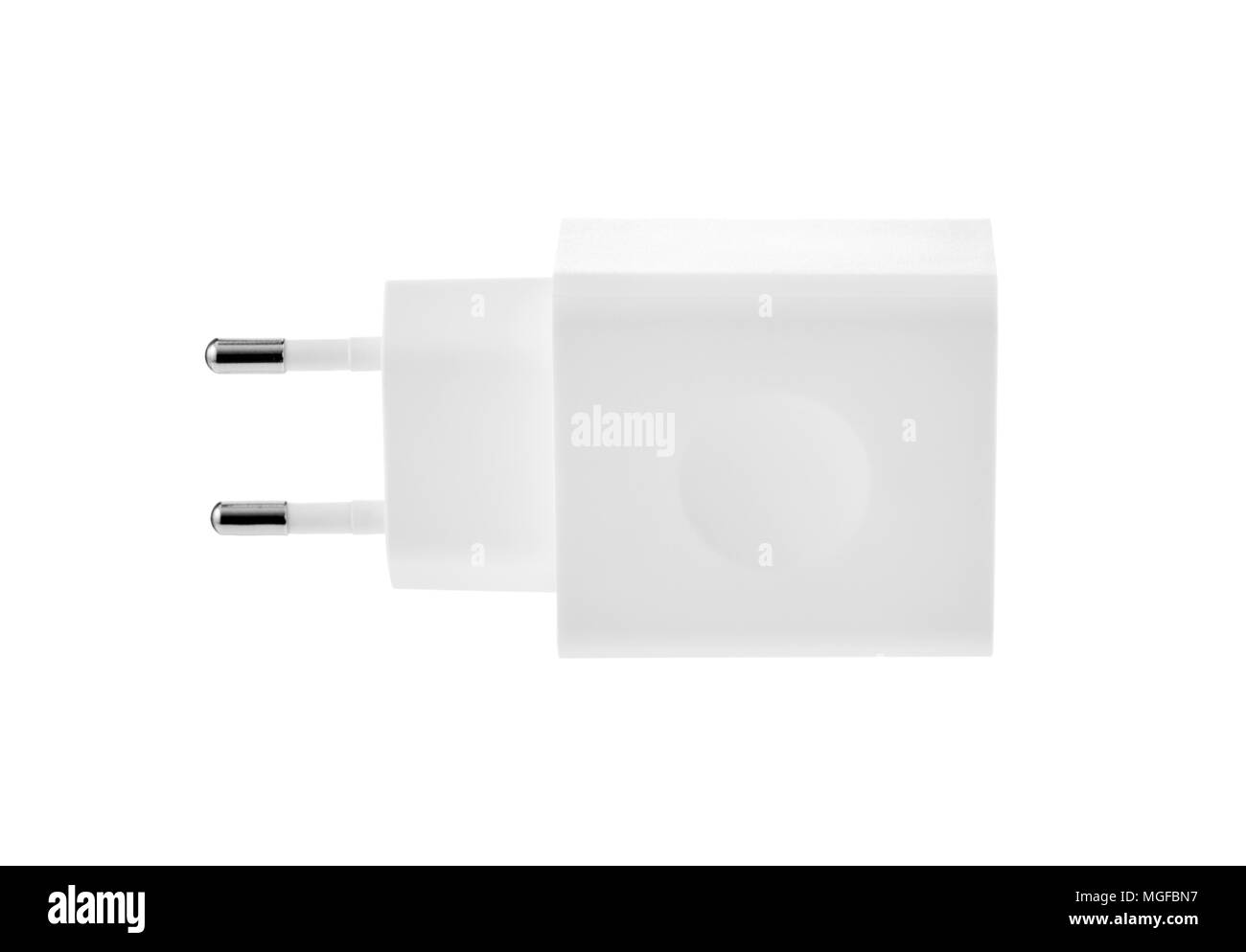 White plug on isolated white background Stock Photo