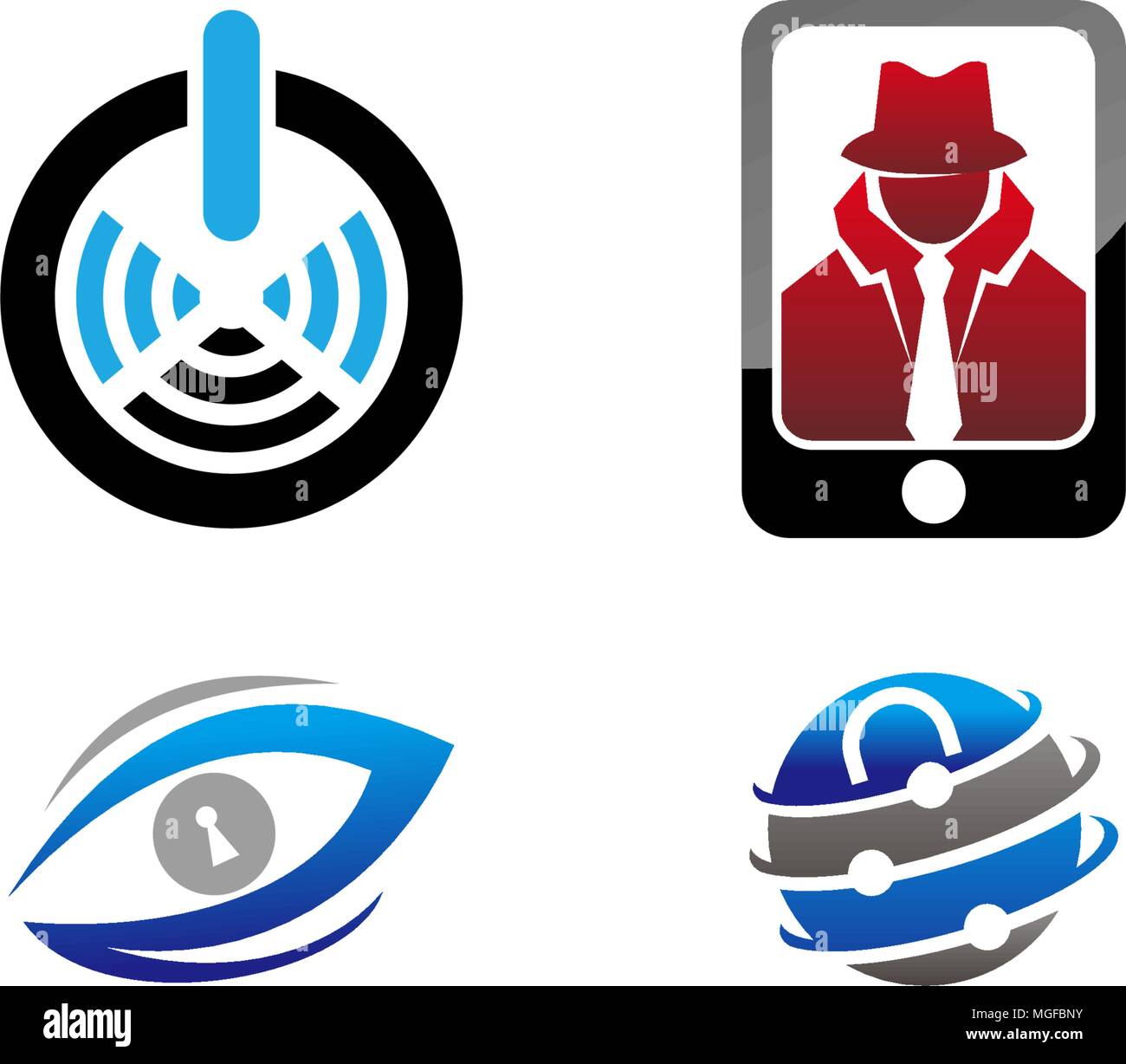 Global Secure Technology Set Stock Vector