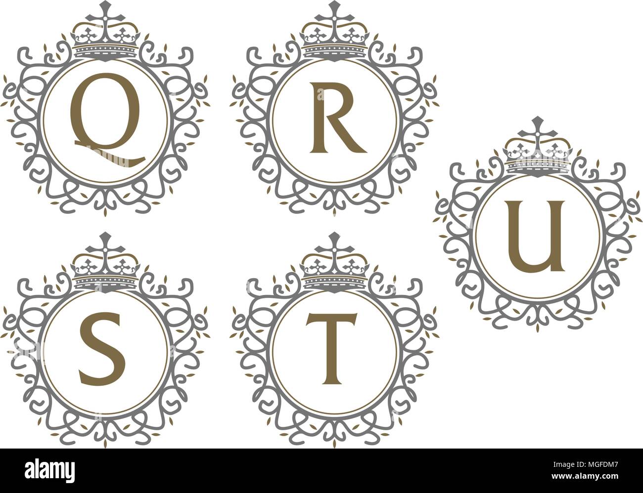 Crown Leaf Logo Template Set Stock Vector Image & Art - Alamy