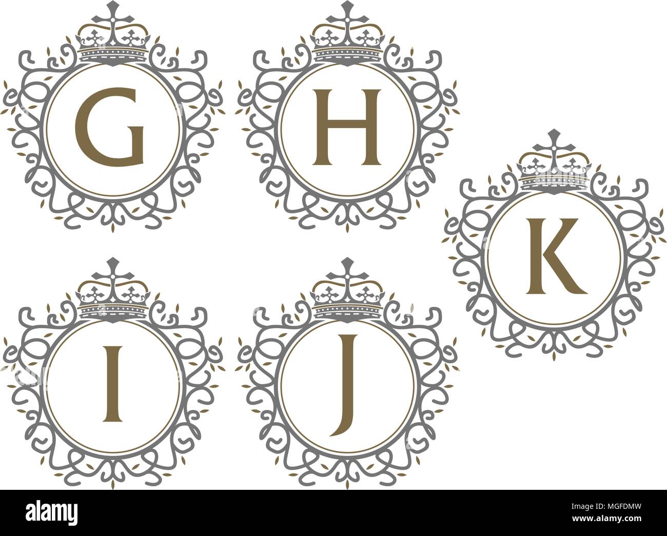 Crown Leaf Logo Template Set Stock Vector Image & Art - Alamy