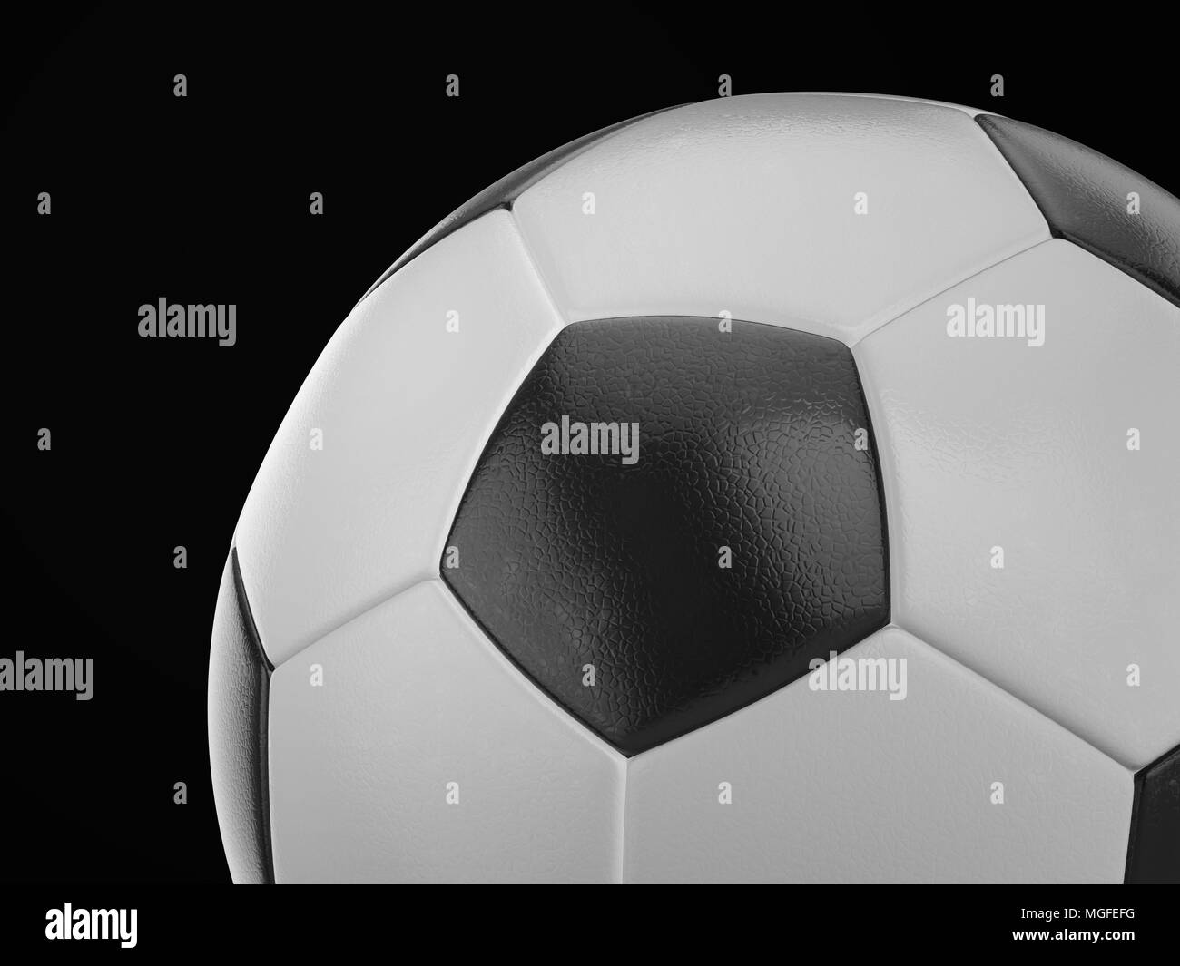Soccer ball on a black background. 3D illustration Stock Photo - Alamy