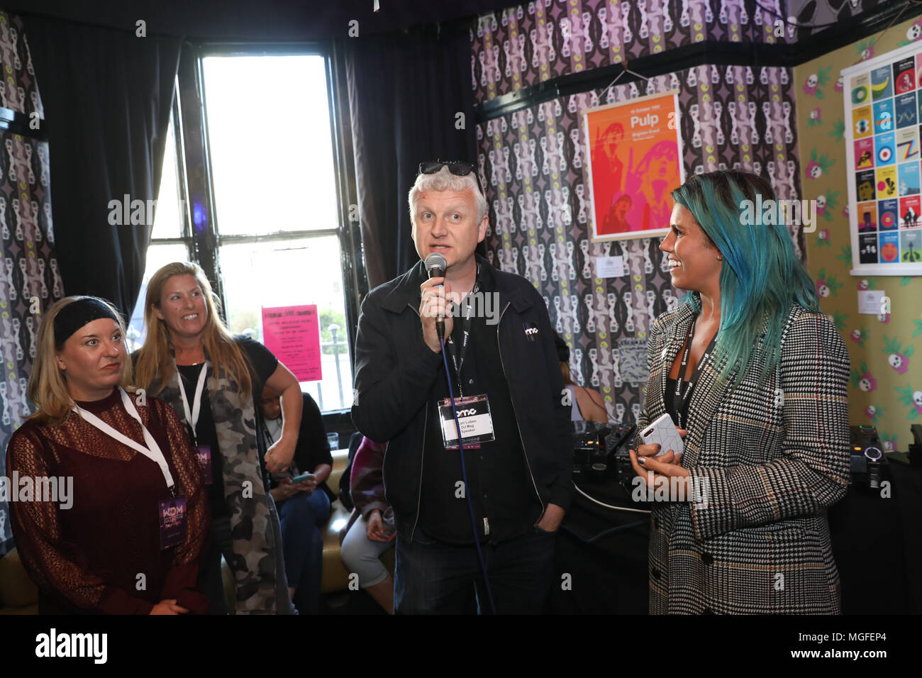 Brighton, UK, 26 April 2018. Women in Dance Music Collective launch party as part of the Brighton Music Conference 2018.  26th April 2018. The UK's foremost electronic music conference returns for its 5th year to Brighton Dome and various venues across the city from 25 - 28 April 2018.  Native Instruments presents Women in Dance Music Collective networking event in collaboration with She Said So, PRS Keychange Initiative & Women Produce Music & KOKORO GIN. Carl Loban, DJ Mag, Carly Wilford Stock Photo