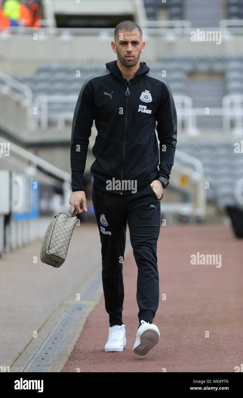 Newcastle, UK, 28 April 2018. Islam Slimani NEWCASTLE UNITED FC V WEST  BROMWICH ALBION FC PREMIER LEAGUE, NEWCASTLE UNITED FC V WEST BROMWICH  ALBION FC 28 April 2018 GBB7377 Premier League, Newcastle