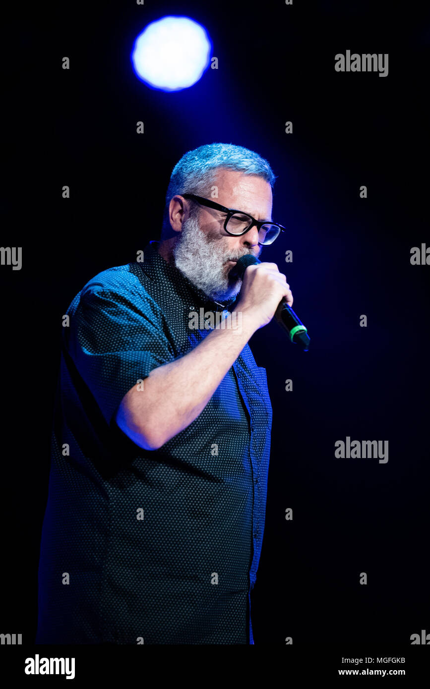 Italy, 2018 April 27th: the Italian rapper and song writer performing live on stage at the Officine Grandi Riparazioni Photo: Alessandro Bosio/Alamy Live News Stock Photo