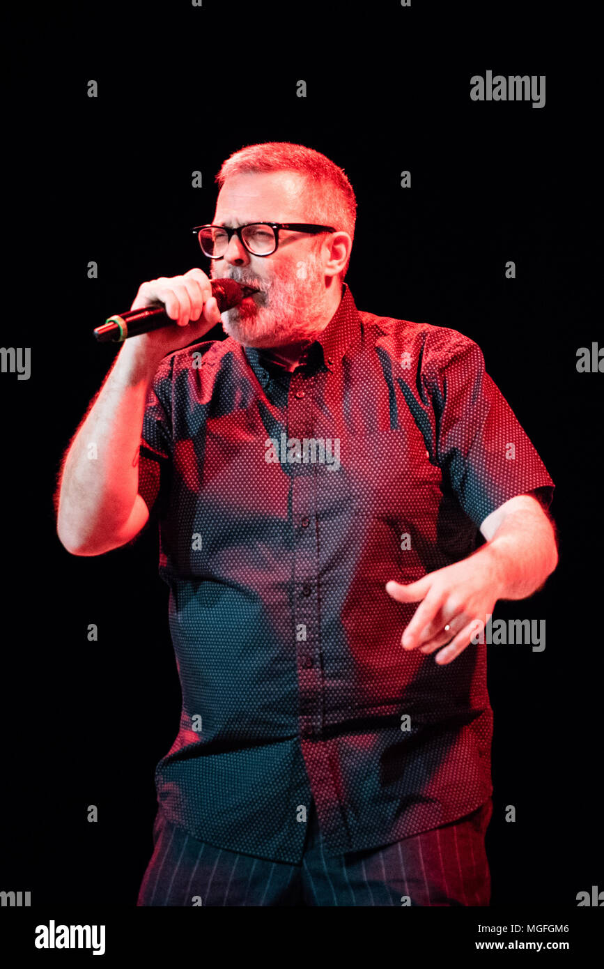 Italy, 2018 April 27th: the Italian rapper and song writer performing live on stage at the Officine Grandi Riparazioni Photo: Alessandro Bosio/Alamy Live News Stock Photo