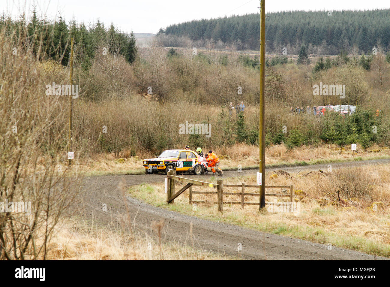 Kielder Forest, Northumberland, UK, 28 April 2018. Rally drivers