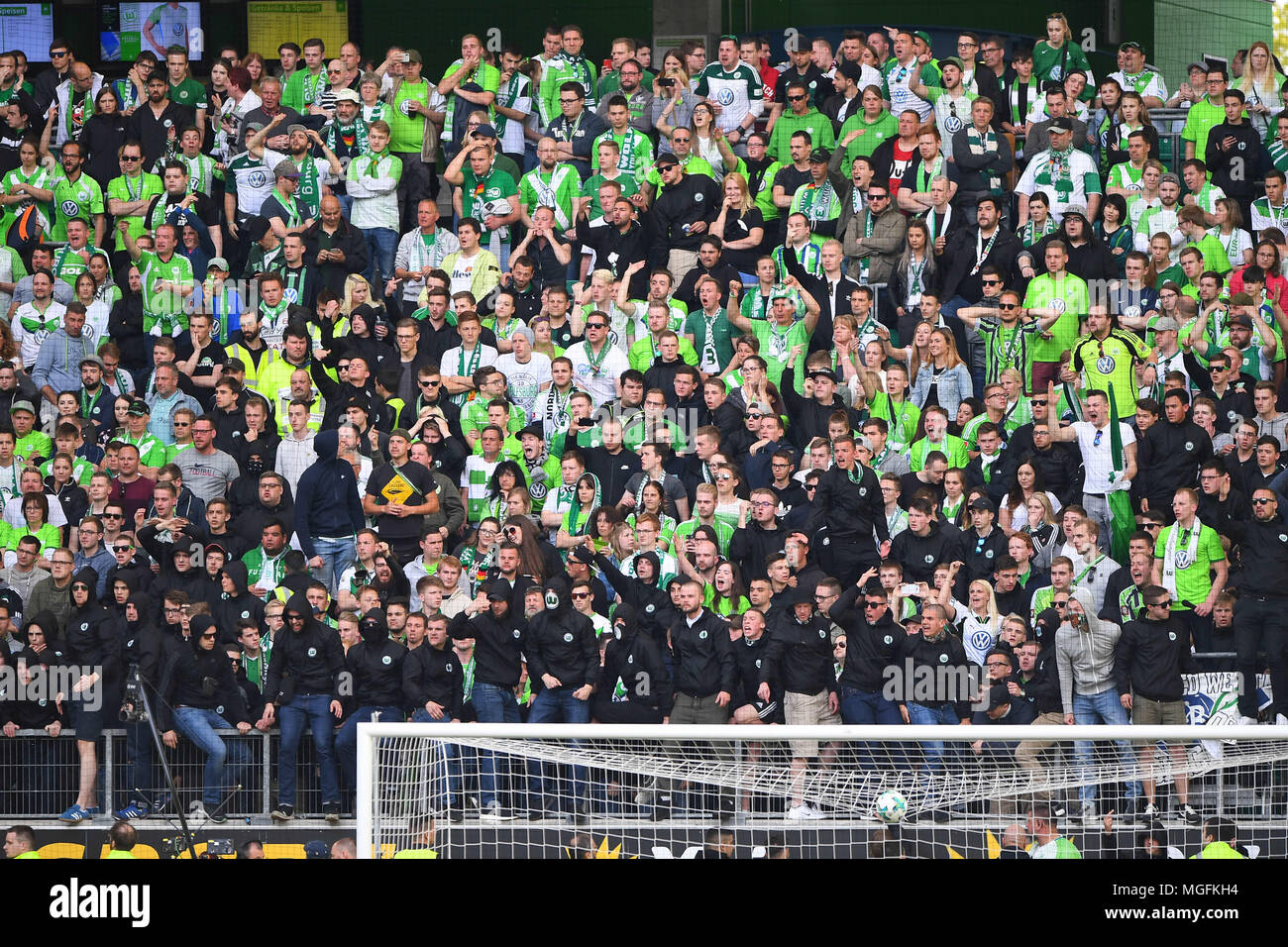 Wolfsburg Deutschland 28th Apr 18 Wolfsburg Ultras Whistle Their Own Fans After The Match Ges Football