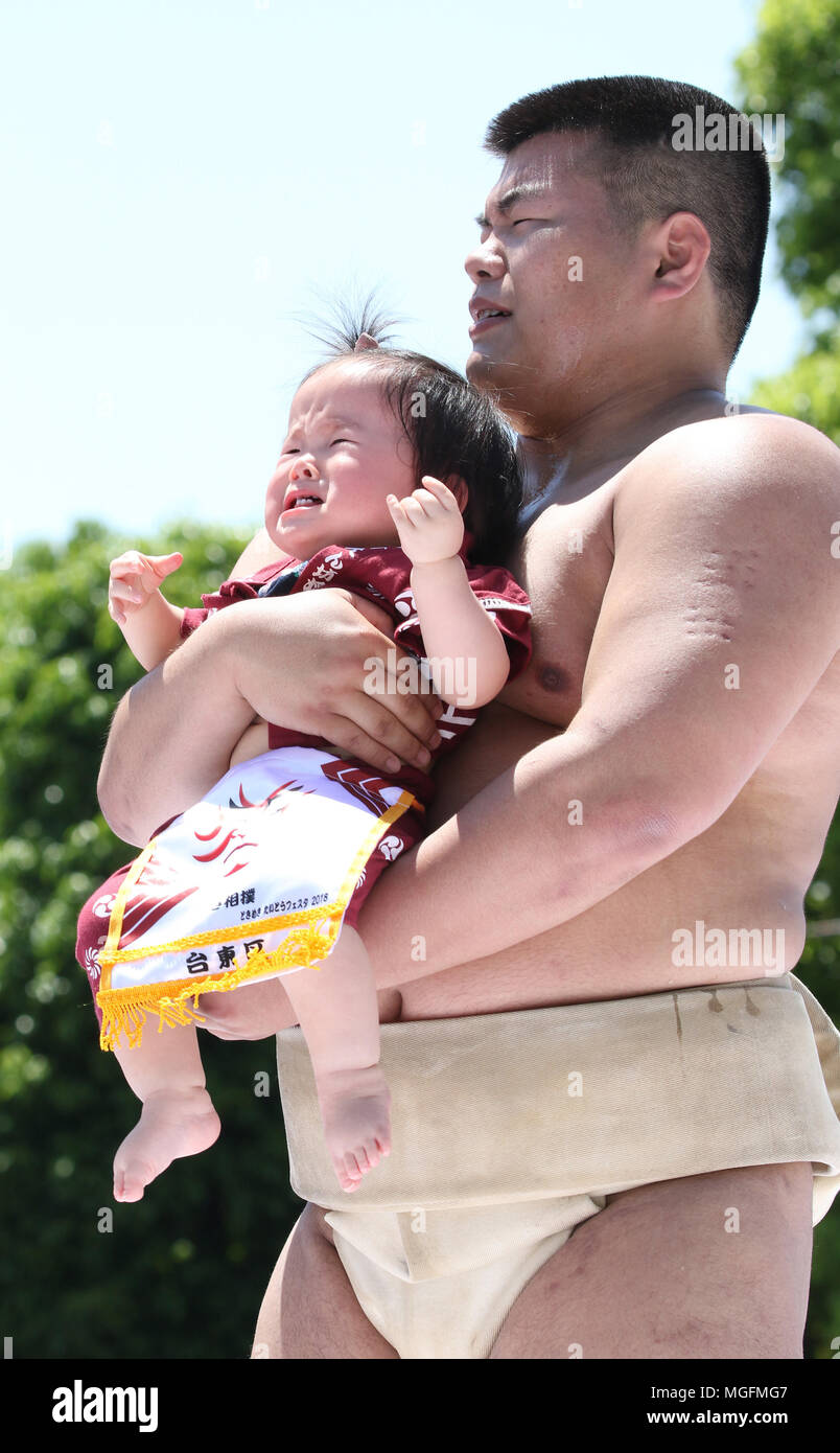 picture Sumo Wrestler Baby https www alamy com tokyo japan 28th apr 2018 a baby held by an amateur sumo wrestler cries during the baby cry sumo competition at the sensoji temple in tokyo on saturday april 28 2018 japanese parents believe that sumo wrestlers can help make babies cry out a wish to grow up with a good health credit yoshio tsunodaafloalamy live news image182283591 html