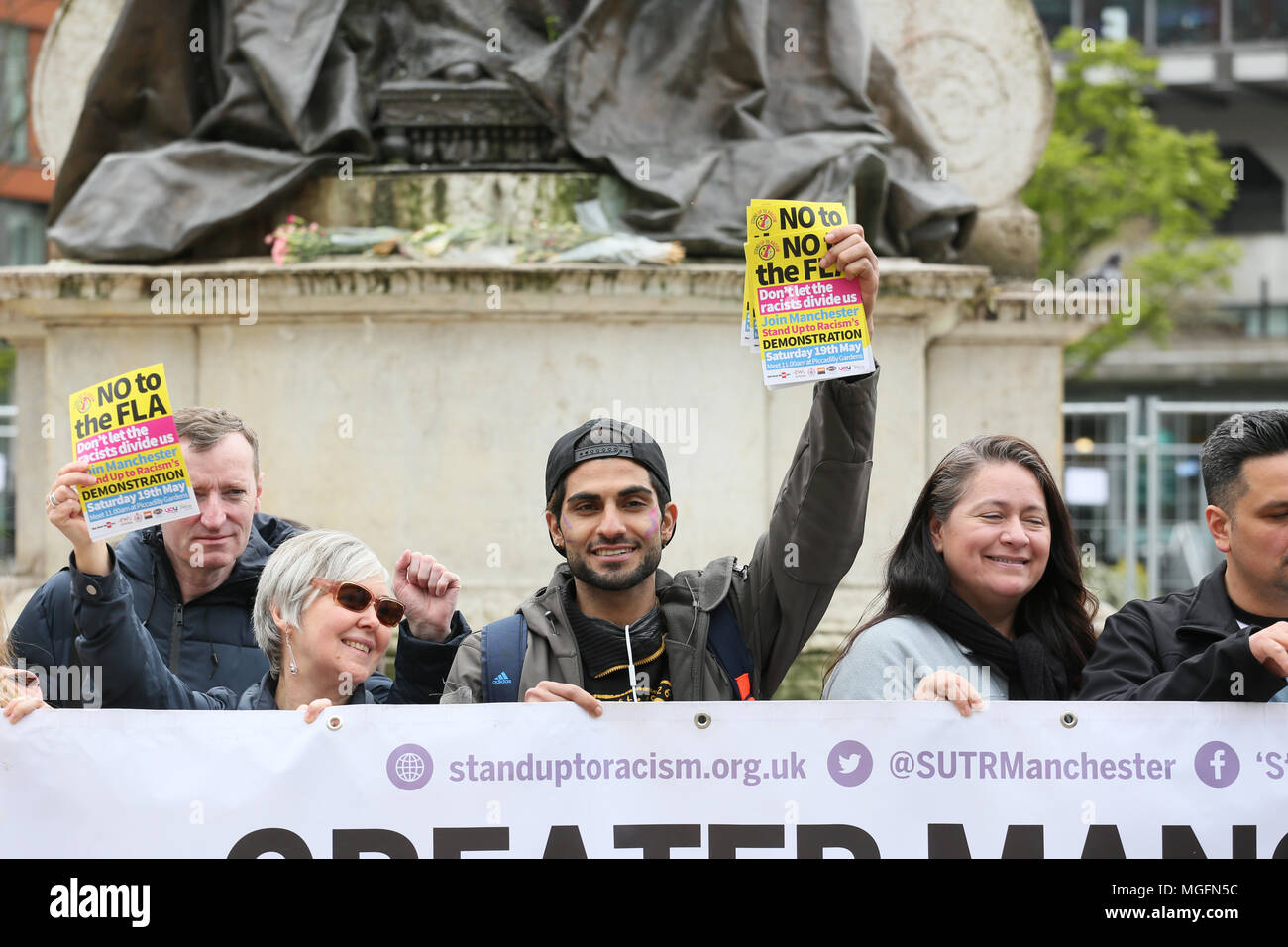 Manchester, UK, 28 April 2018. Solidarity with the Windrush generation, speak out and stand up to racism rally,Piccadilly Gardens, Manchester , 28th April, 2018 (C)Barbara Cook/Alamy Live News Stock Photo