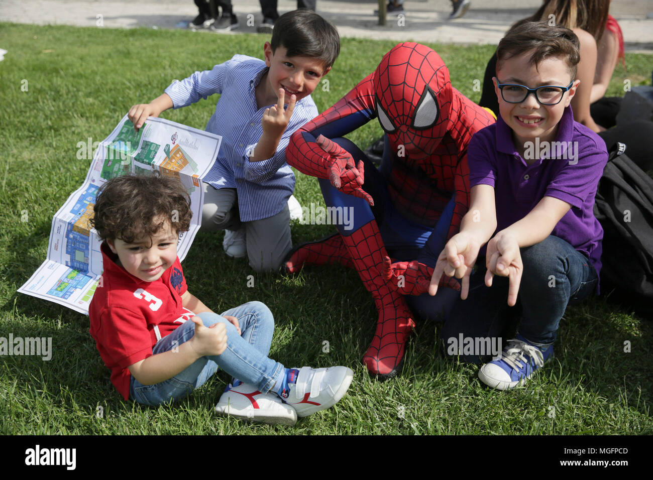 Naples, Italy, 28 April 2018. A moment of the 20th edition of Napoli Comicon to be held until May 1st at the Mostra d'Oltremare in Naples. 28/04/2018 - Naples, Italy Credit: Independent Photo Agency Srl/Alamy Live News Stock Photo