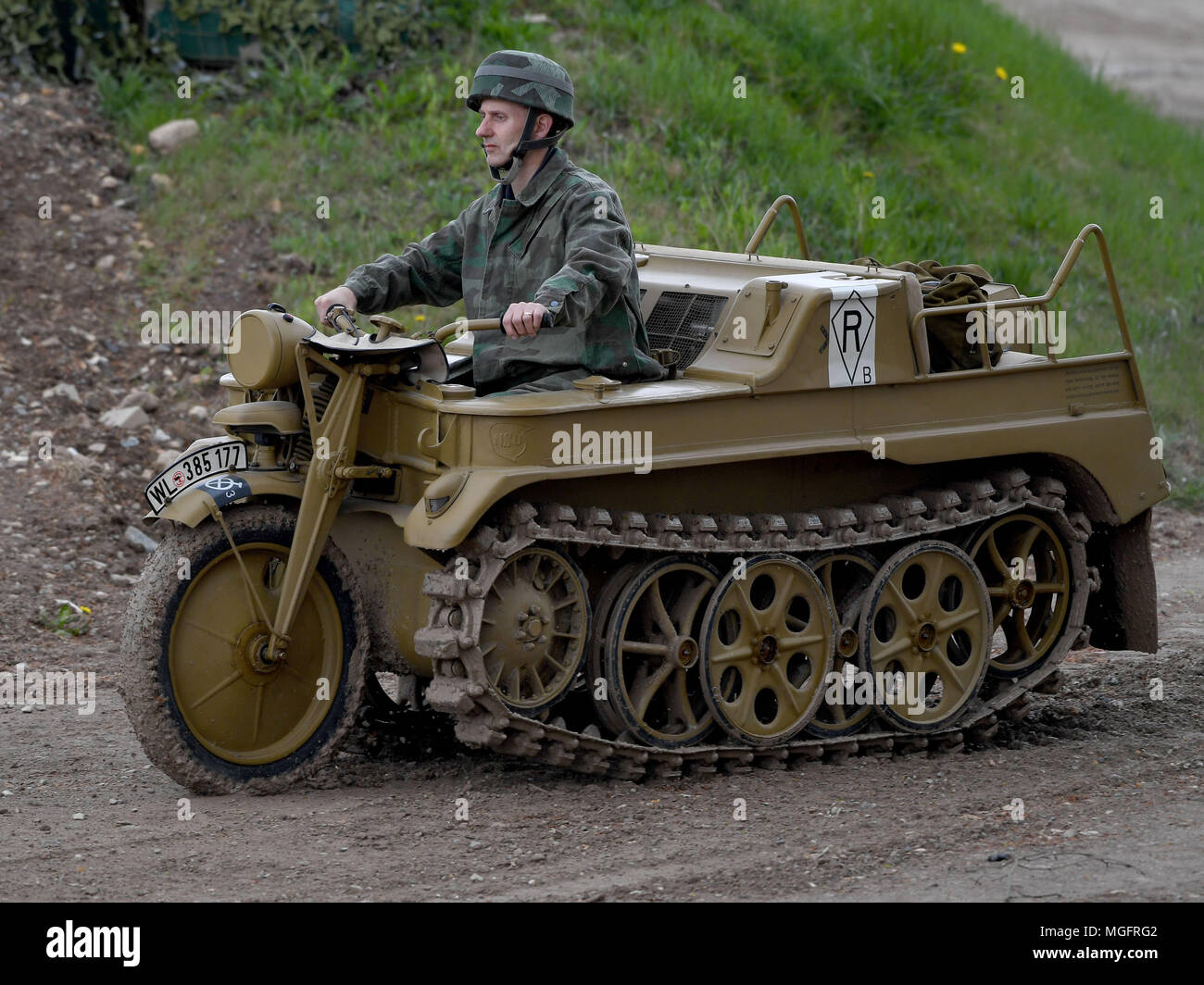 Kettenkraftrad half-track motorcycle, Sd Kfz 2/2 Kleines Kettenkraftrad half-track motorcycle at Bovington Tank Museum, Dorset. Credit: Finnbarr Webster/Alamy Live News Stock Photo