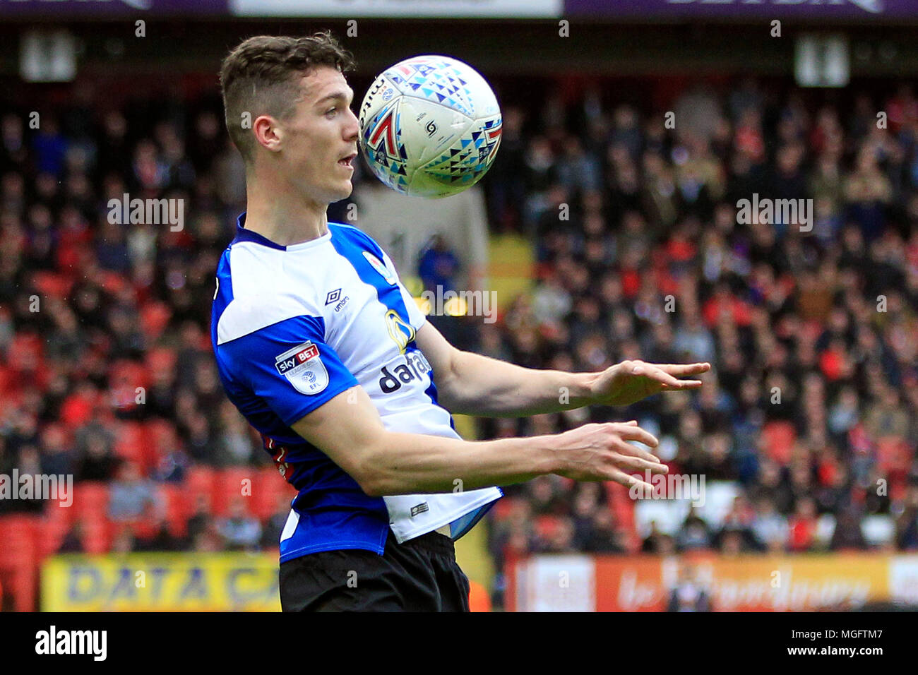 London, UK. 28th Apr, 2018. Darragh Lenihan of Blackburn Rovers in action. EFL Skybet football league one match, Charlton Athletic v Blackburn Rovers at the Valley in London on Saturday 28th April 2018.  this image may only be used for Editorial purposes. Editorial use only, license required for commercial use. No use in betting, games or a single club/league/player publications. pic by Steffan Bowen/Andrew Orchard sports photography/Alamy Live news Credit: Andrew Orchard sports photography/Alamy Live News Stock Photo
