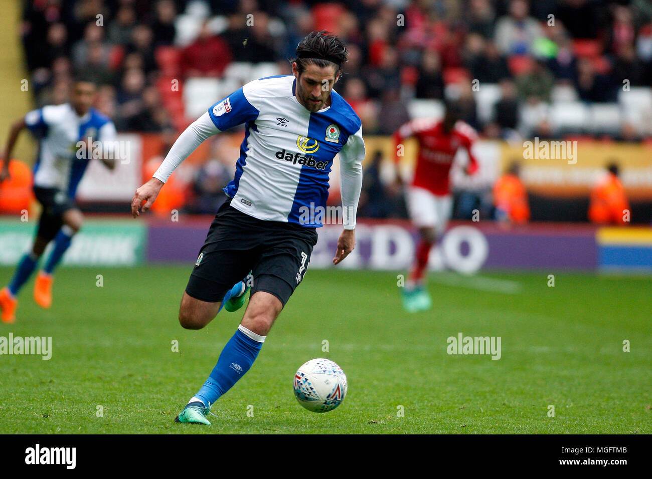 London, UK. 28th Apr, 2018. Danny Graham of Blackburn Rovers in action. EFL Skybet football league one match, Charlton Athletic v Blackburn Rovers at the Valley in London on Saturday 28th April 2018.  this image may only be used for Editorial purposes. Editorial use only, license required for commercial use. No use in betting, games or a single club/league/player publications. pic by Steffan Bowen/Andrew Orchard sports photography/Alamy Live news Credit: Andrew Orchard sports photography/Alamy Live News Stock Photo