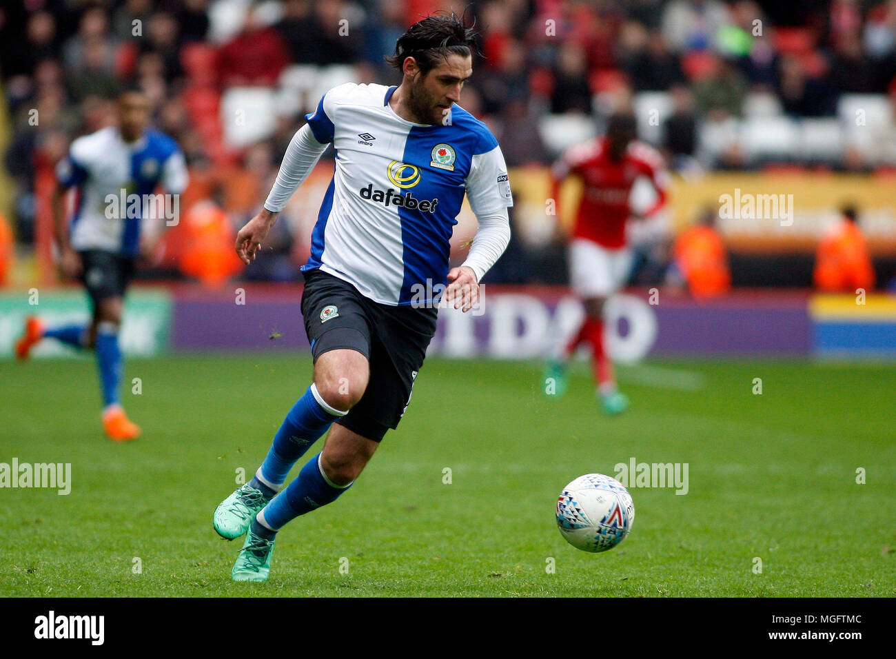 London, UK. 28th Apr, 2018. Danny Graham of Blackburn Rovers in action. EFL Skybet football league one match, Charlton Athletic v Blackburn Rovers at the Valley in London on Saturday 28th April 2018.  this image may only be used for Editorial purposes. Editorial use only, license required for commercial use. No use in betting, games or a single club/league/player publications. pic by Steffan Bowen/Andrew Orchard sports photography/Alamy Live news Credit: Andrew Orchard sports photography/Alamy Live News Stock Photo
