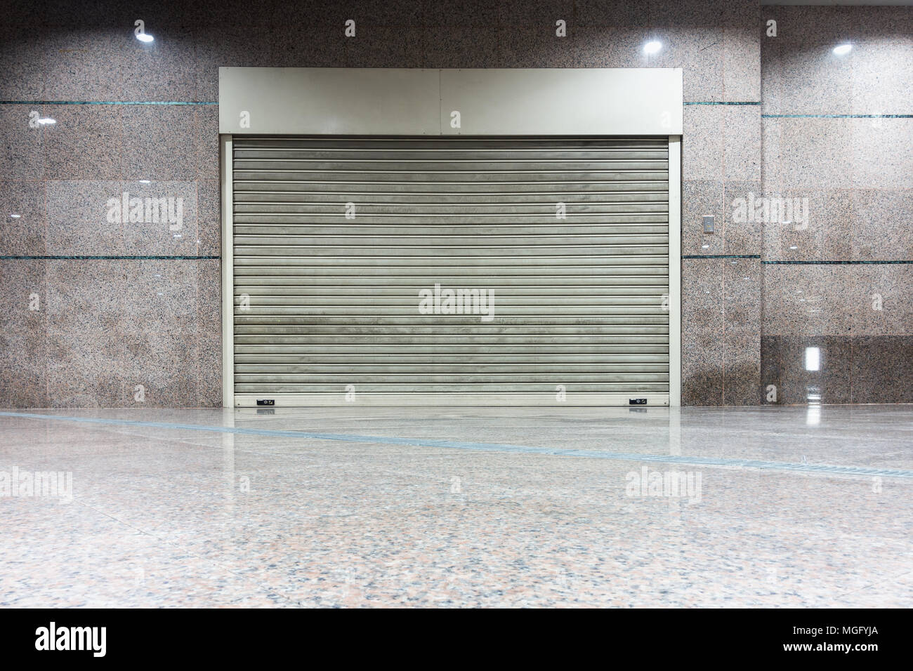 Roller shutter door, Indoor auto type, Steel shutter door Stock Photo