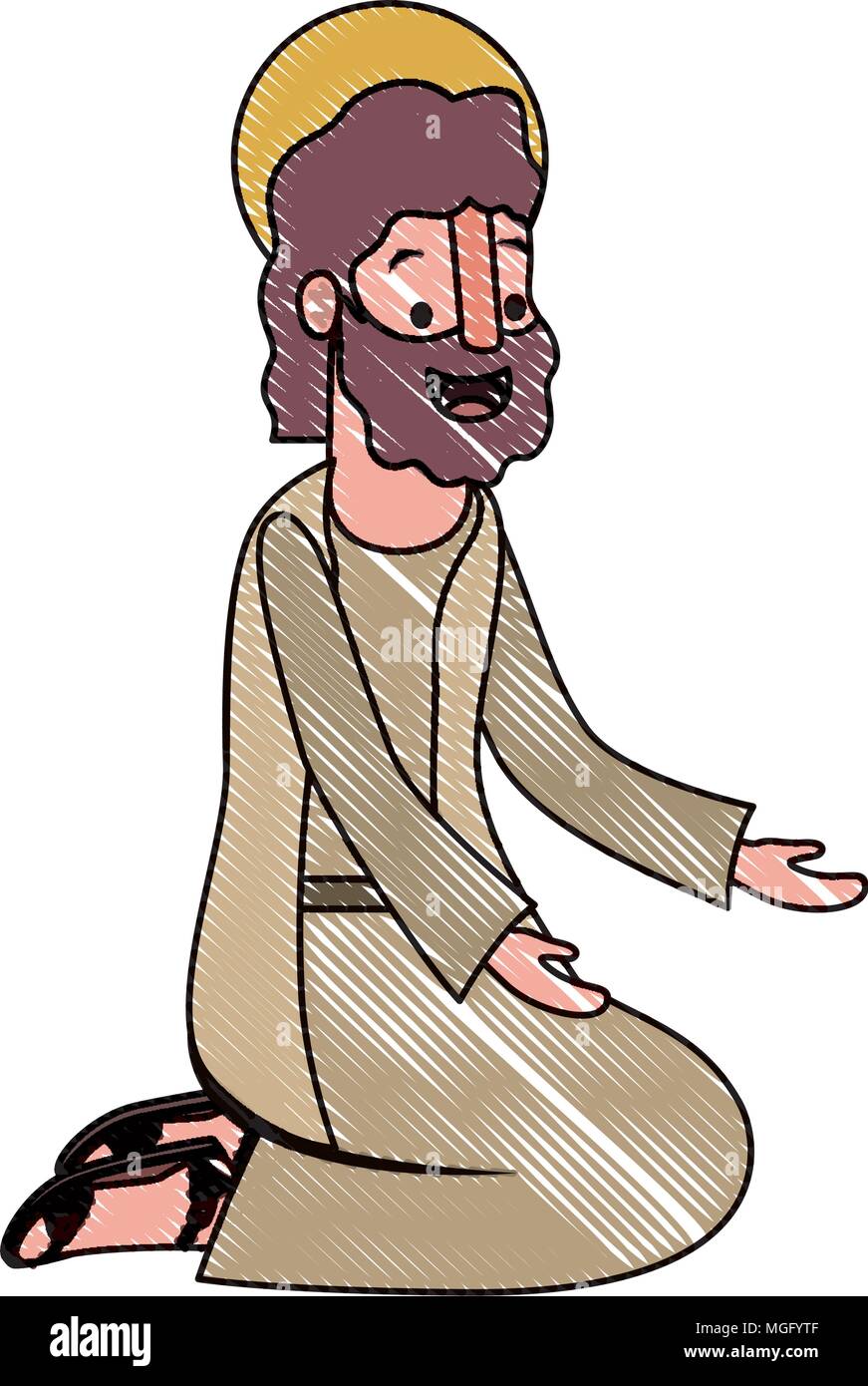 apostle of Jesus on knees praying character Stock Vector Image &amp; Art ...