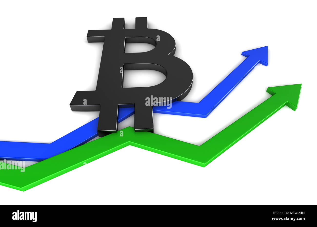 Conceptual 3d render of bitcoin symbol on white background Stock Photo