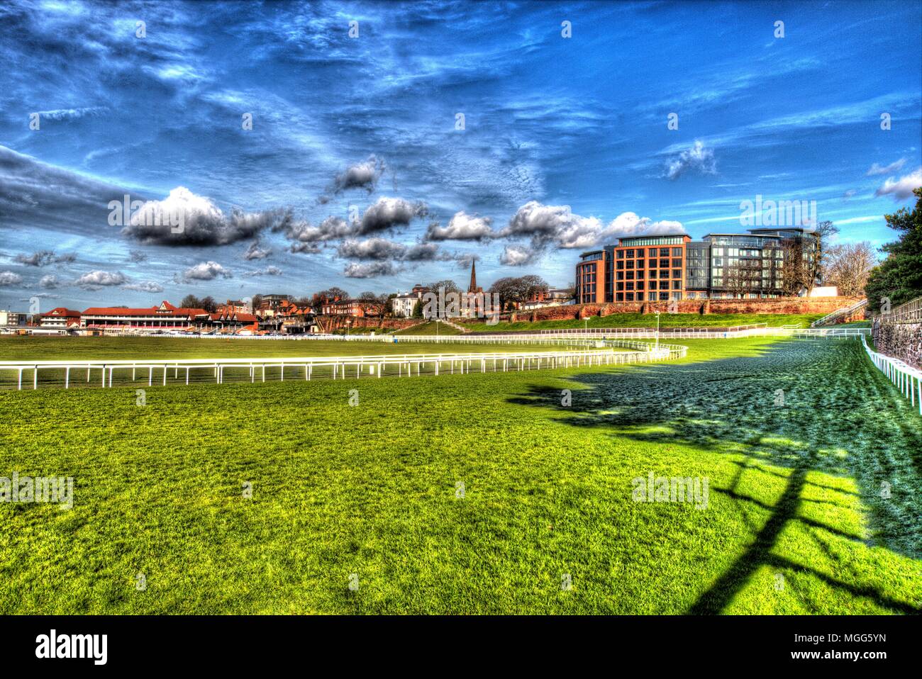 City of Chester, England. Artistic view of Chester racecourse which is situated at the Roodee. Stock Photo