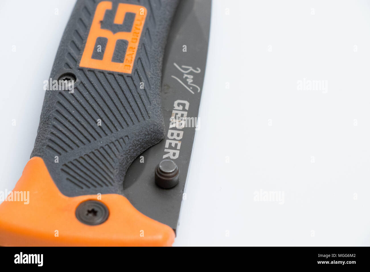 Bear Grylls folding knife gerber edition orange Stock Photo Alamy