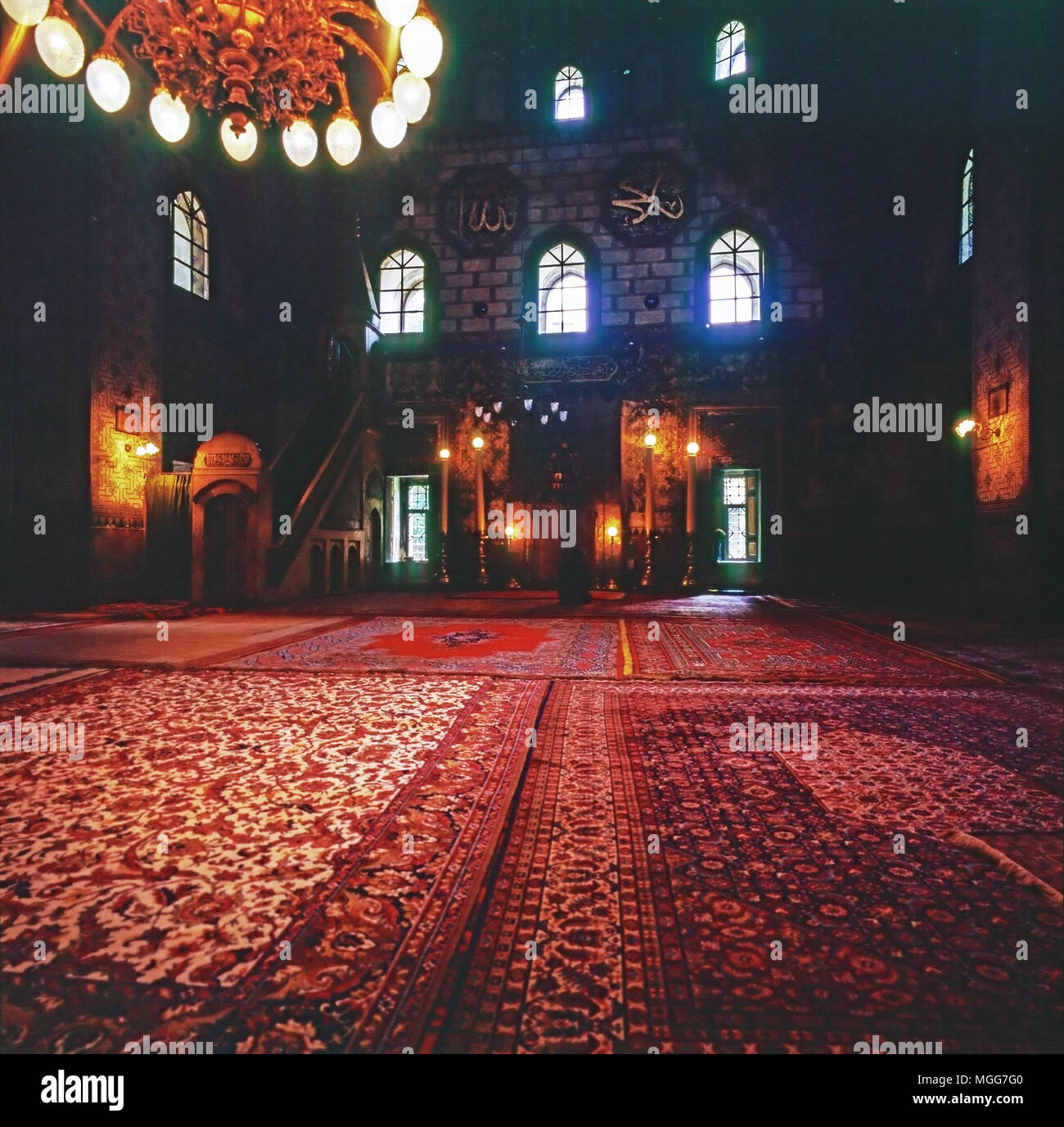 Interior of Mosque Gazi Husrevbeg in Sarajevo, Bosnia-Herzegovina Stock Photo