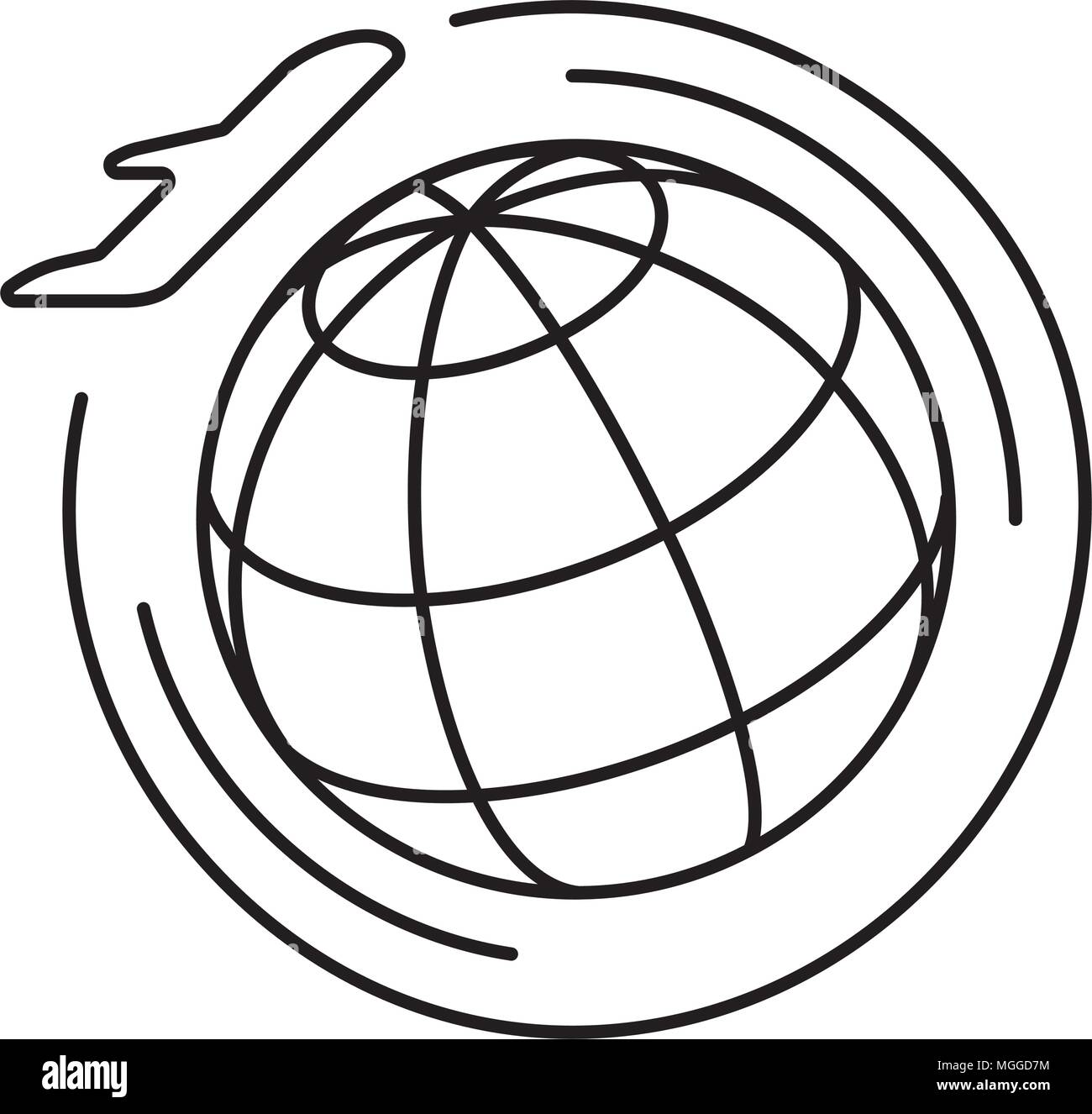Line icon round the world flights, isolated on white Stock Vector Image ...