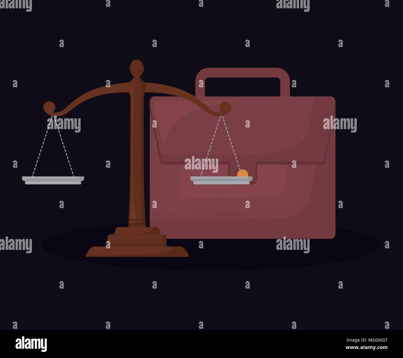 portfolio and law scale over black background, colorful design. vector