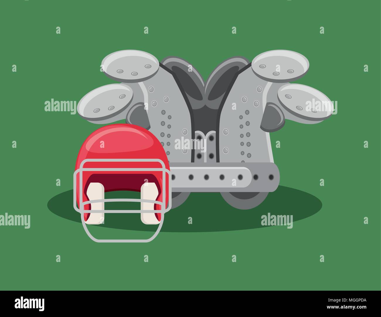 american football design with helmet and Shoulder Pads over green
