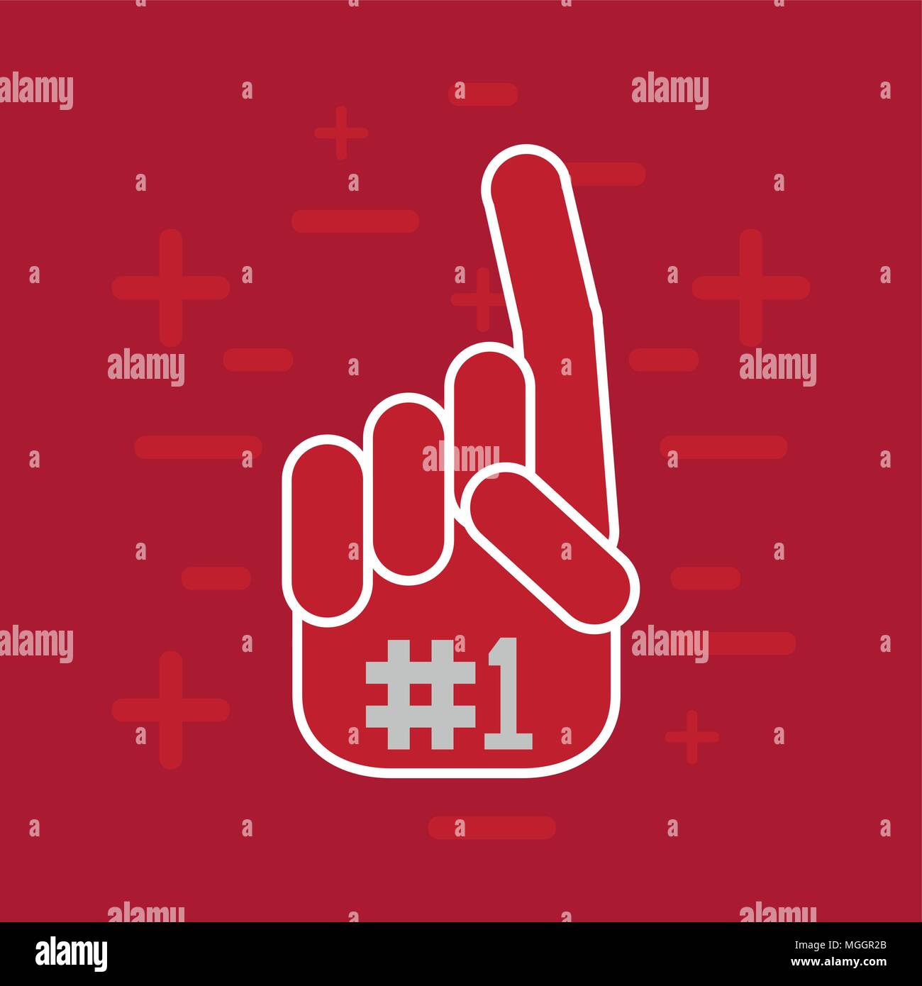 sport fan glove icon over red background, colorful design. vector