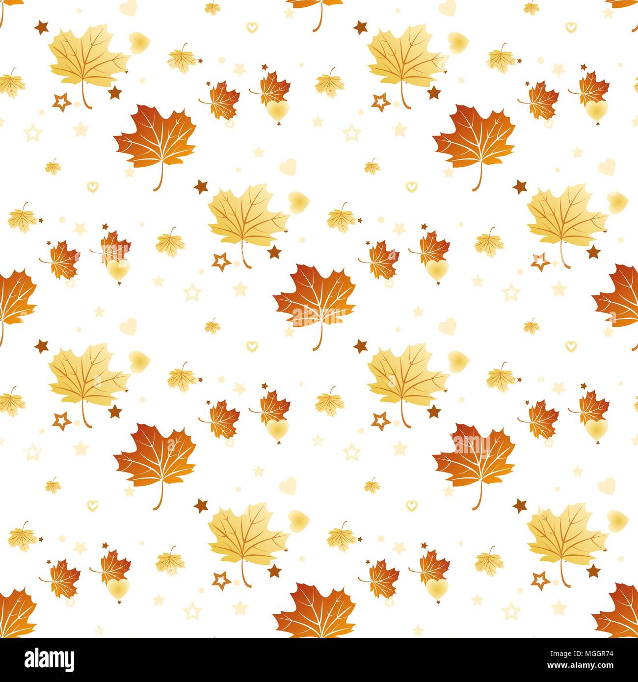 Vector Seamless Pattern With Colorful Autumn Leaves Stars And Heart Various Red Orange And Yellow Leaves On Light Grey Background Modern Leaf Tex Stock Vector Image Art Alamy