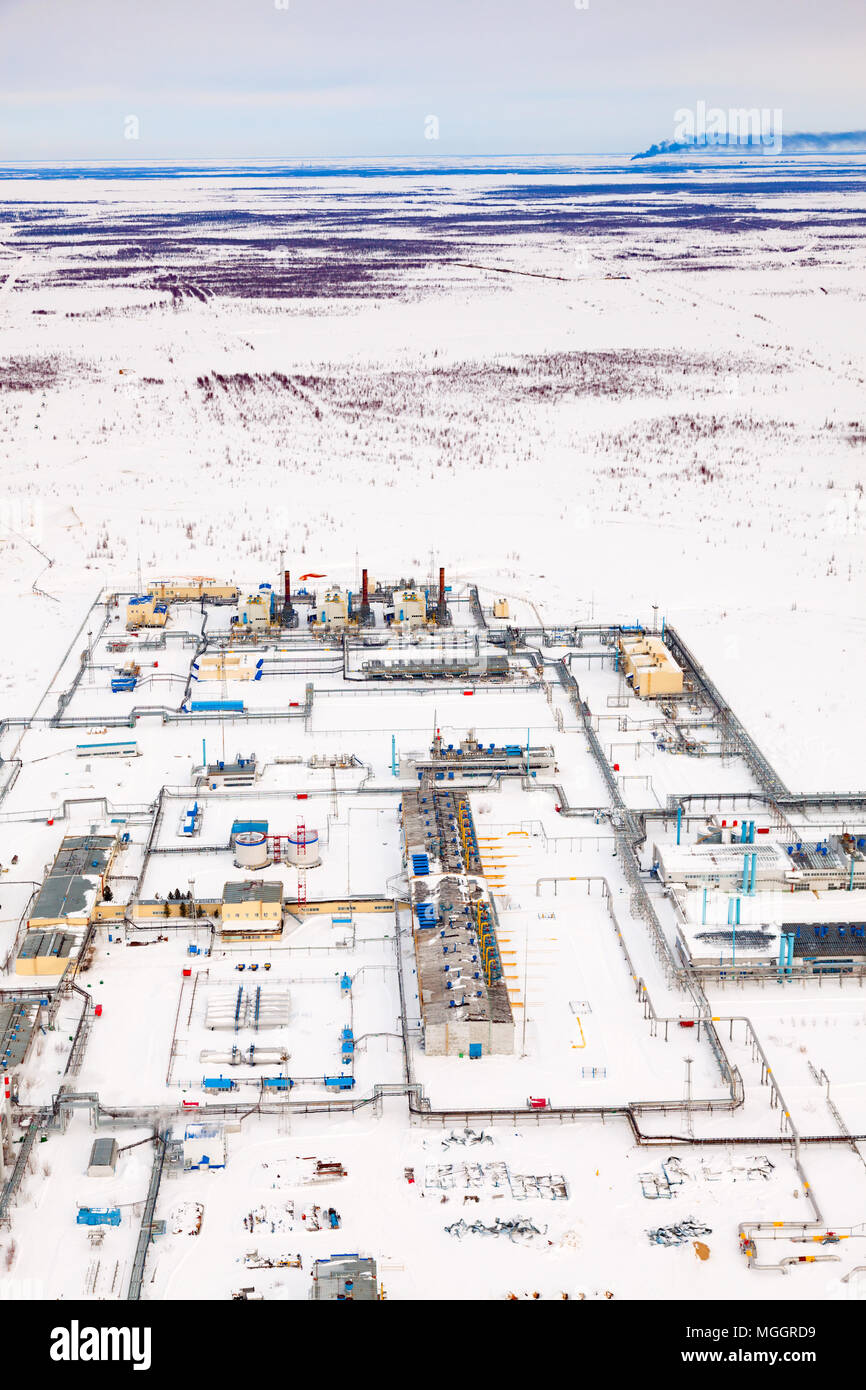 Gas processing plant, a top view Stock Photo