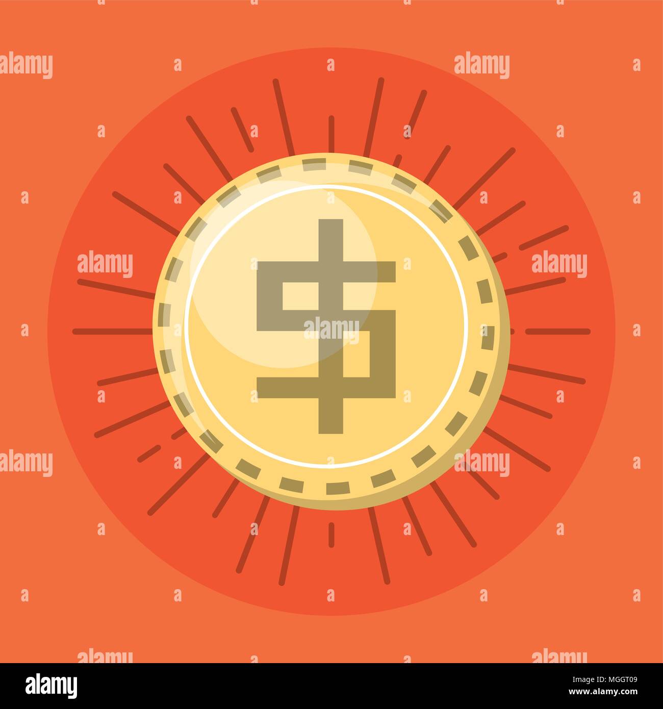 videogame coin icon over orange background, colorful design. vector ...