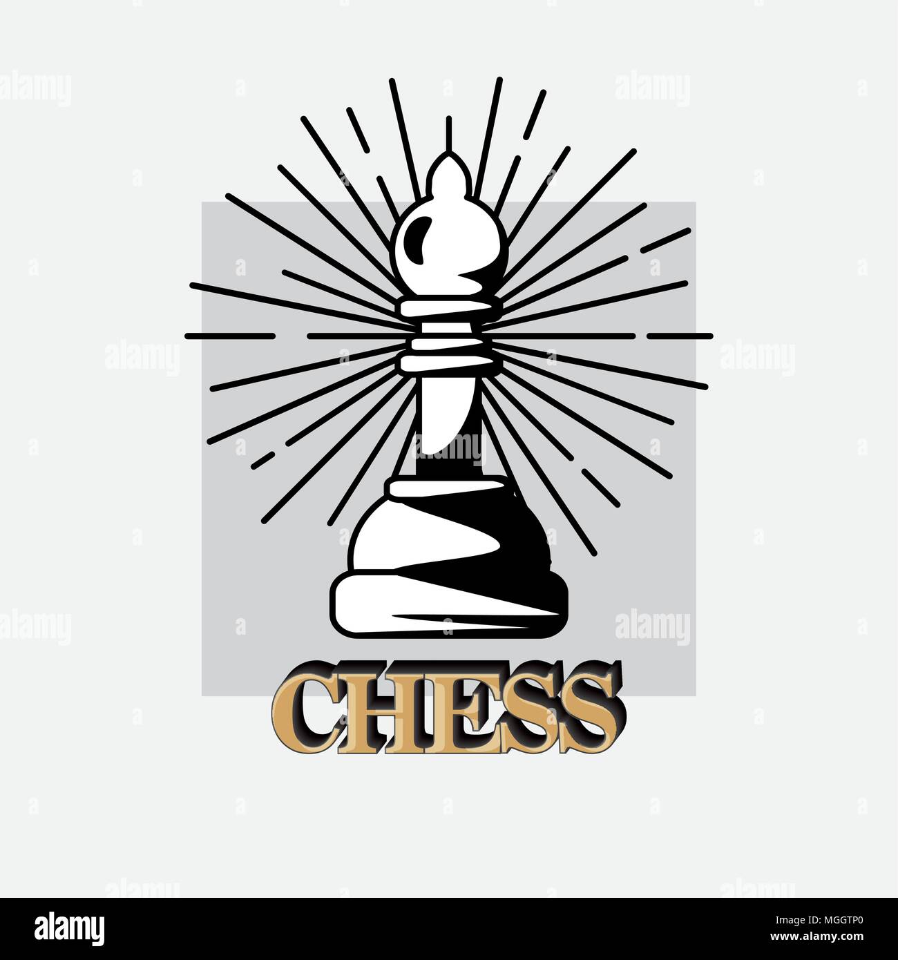 chess design with bishop piece over white background, black and white design. vector illustration Stock Vector