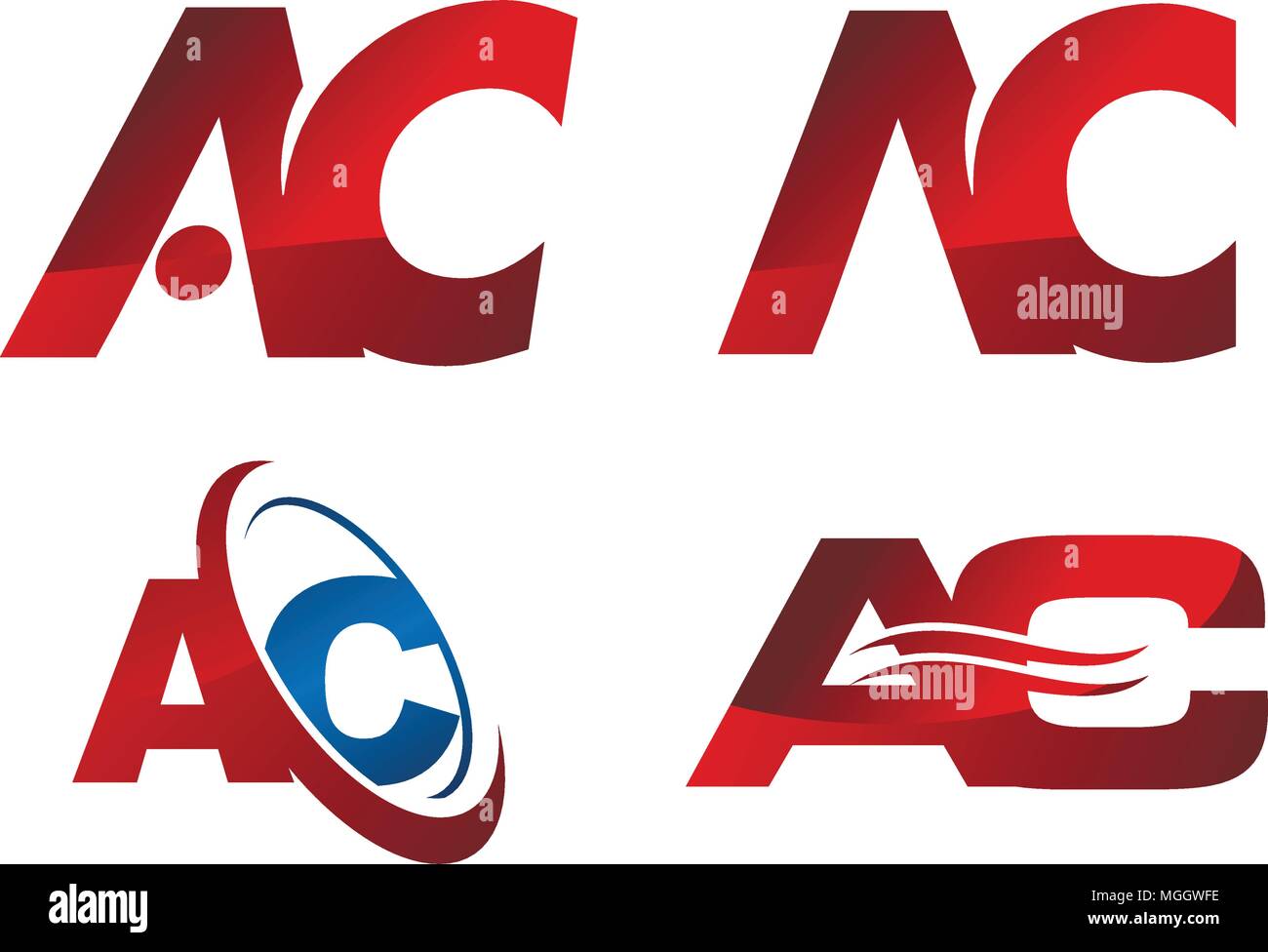 Letter AC Gear Template Set Stock Vector