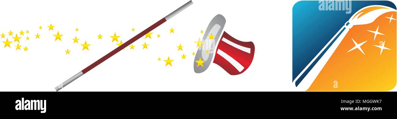 Magic Wand Hat Vector Set Stock Vector