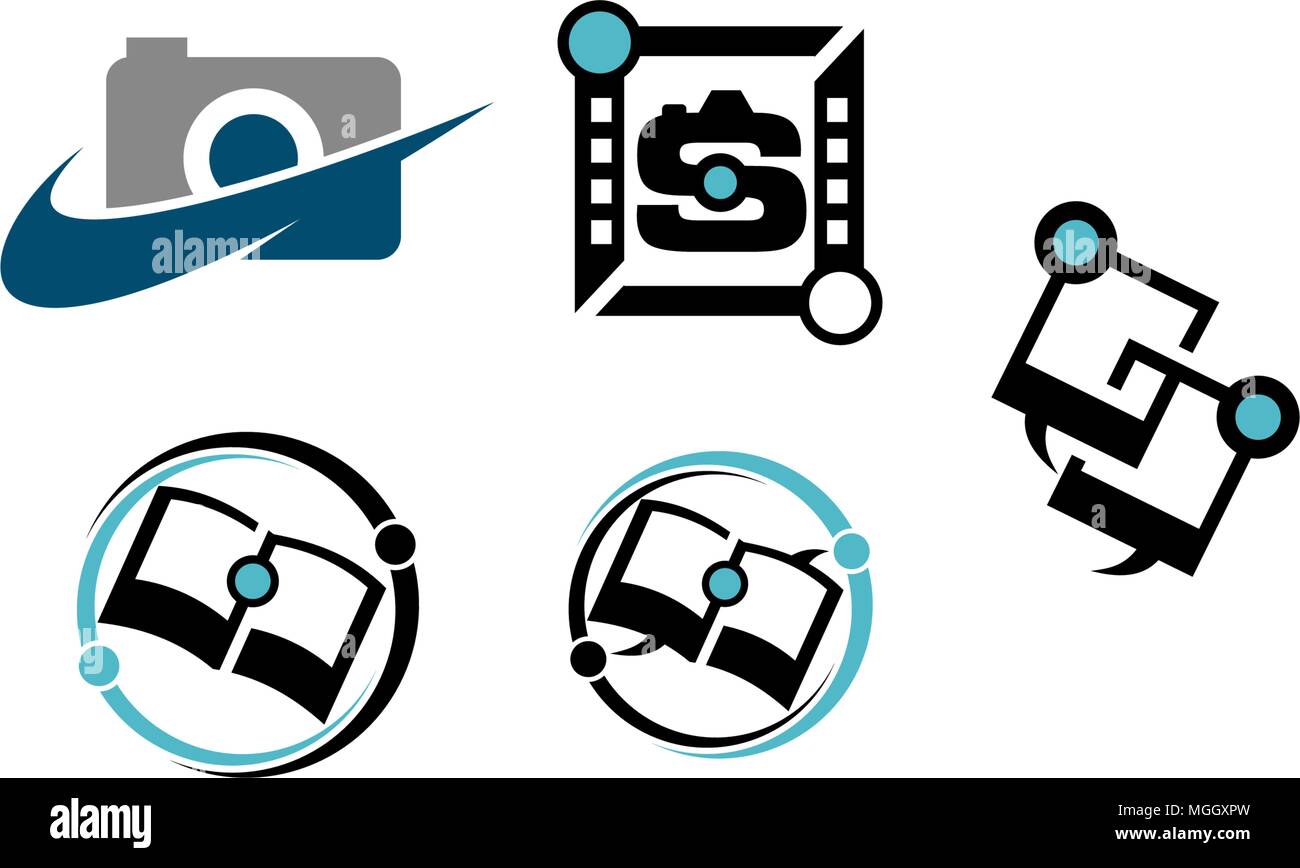 Photography Education Sharing Service Set Stock Vector