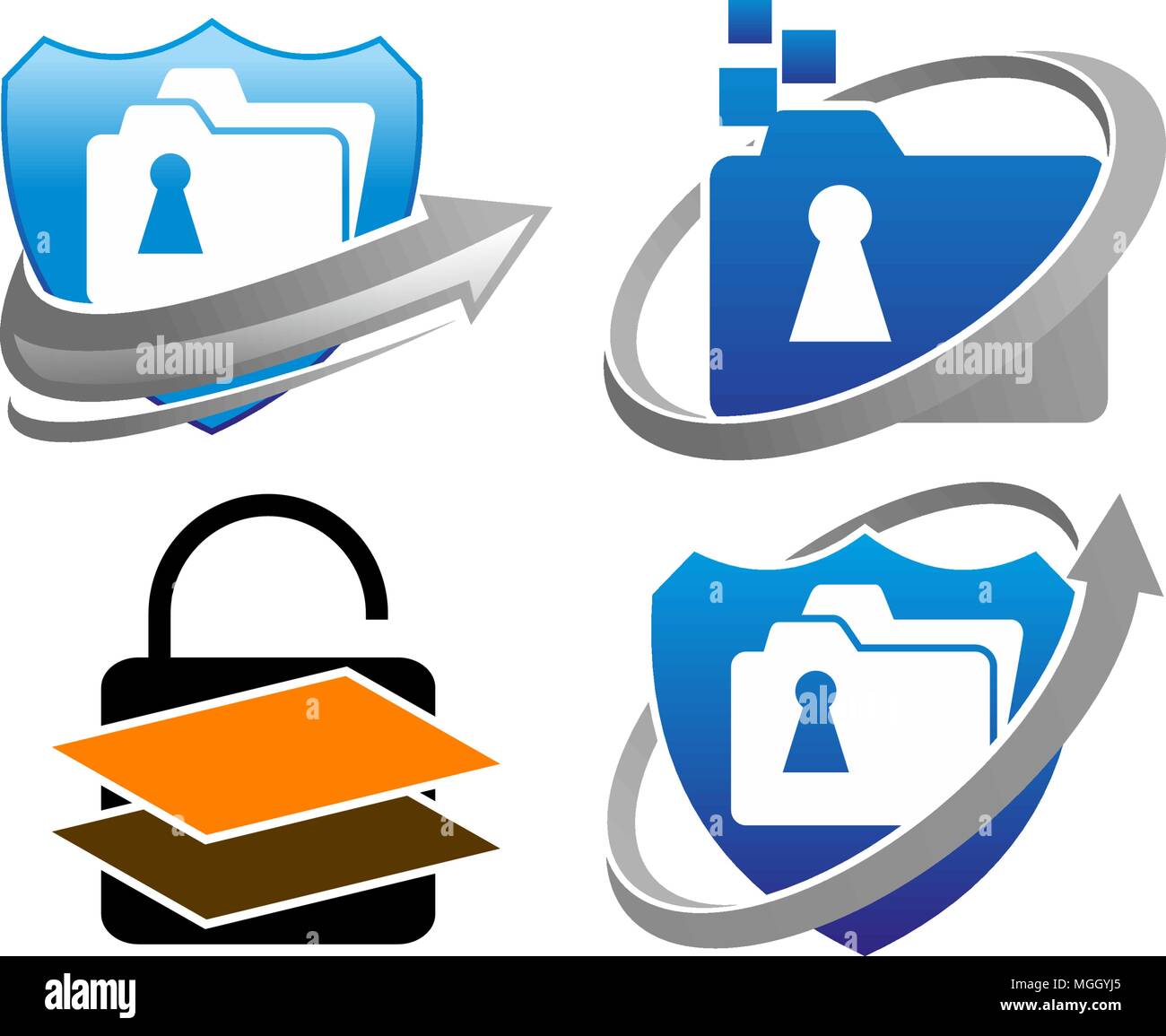 Data protection concept Set Stock Vector