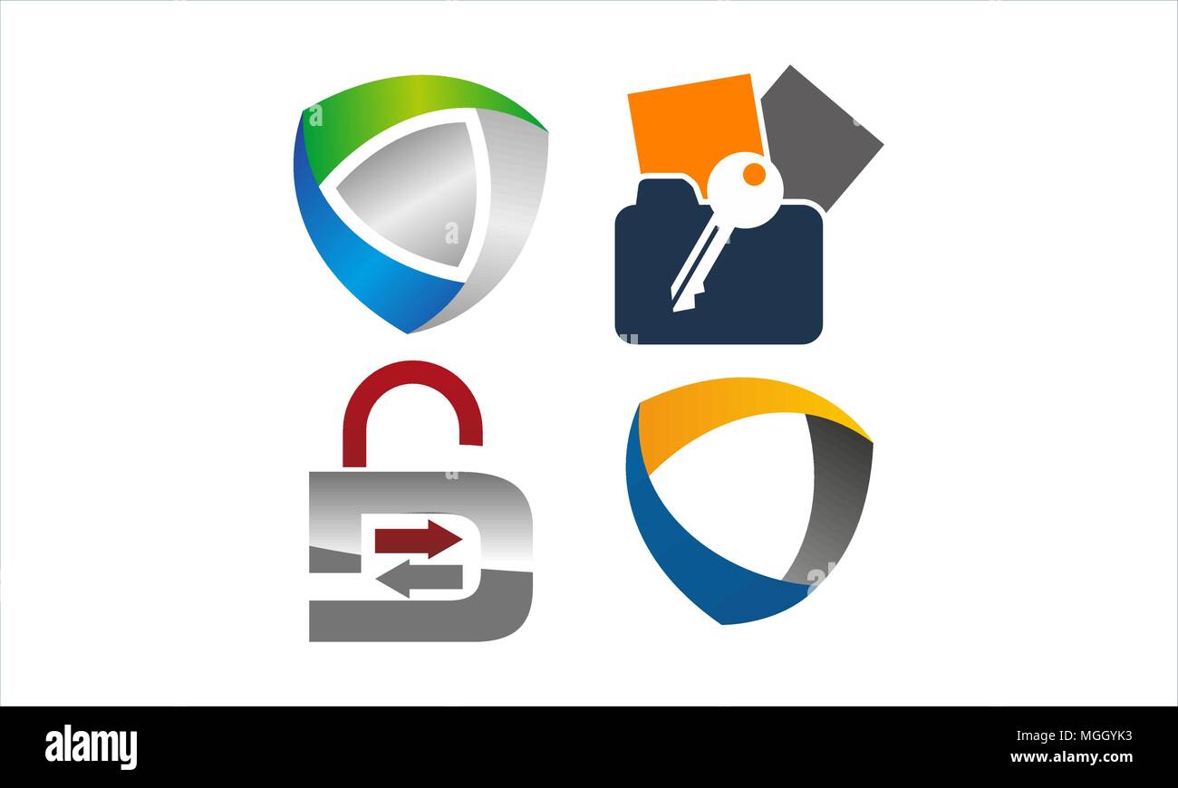 Data protection concept Set Stock Vector